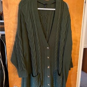 Torrid Forest Green Cable Knit Cardigan